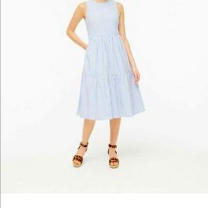 J. Crew tiered striped dress - blue and white